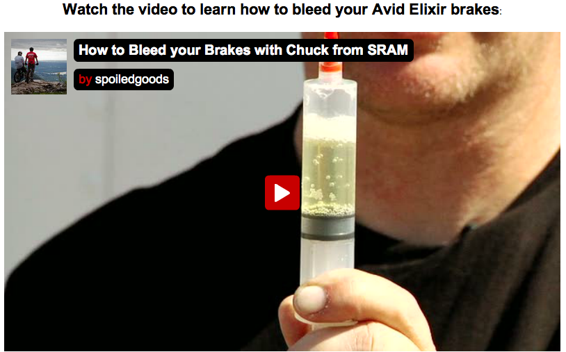 Watch the video to learn how to bleed your Avid Elixir brakes